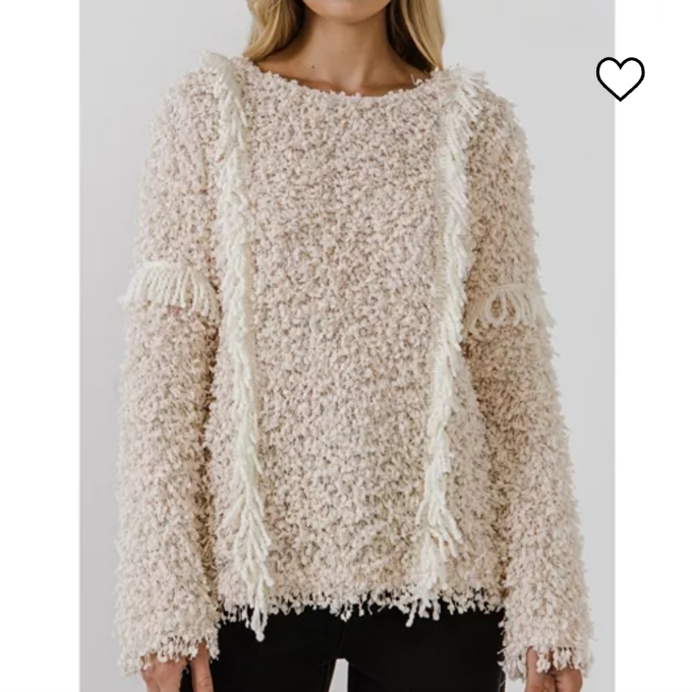 Free the Roses Cream Textured Sweater